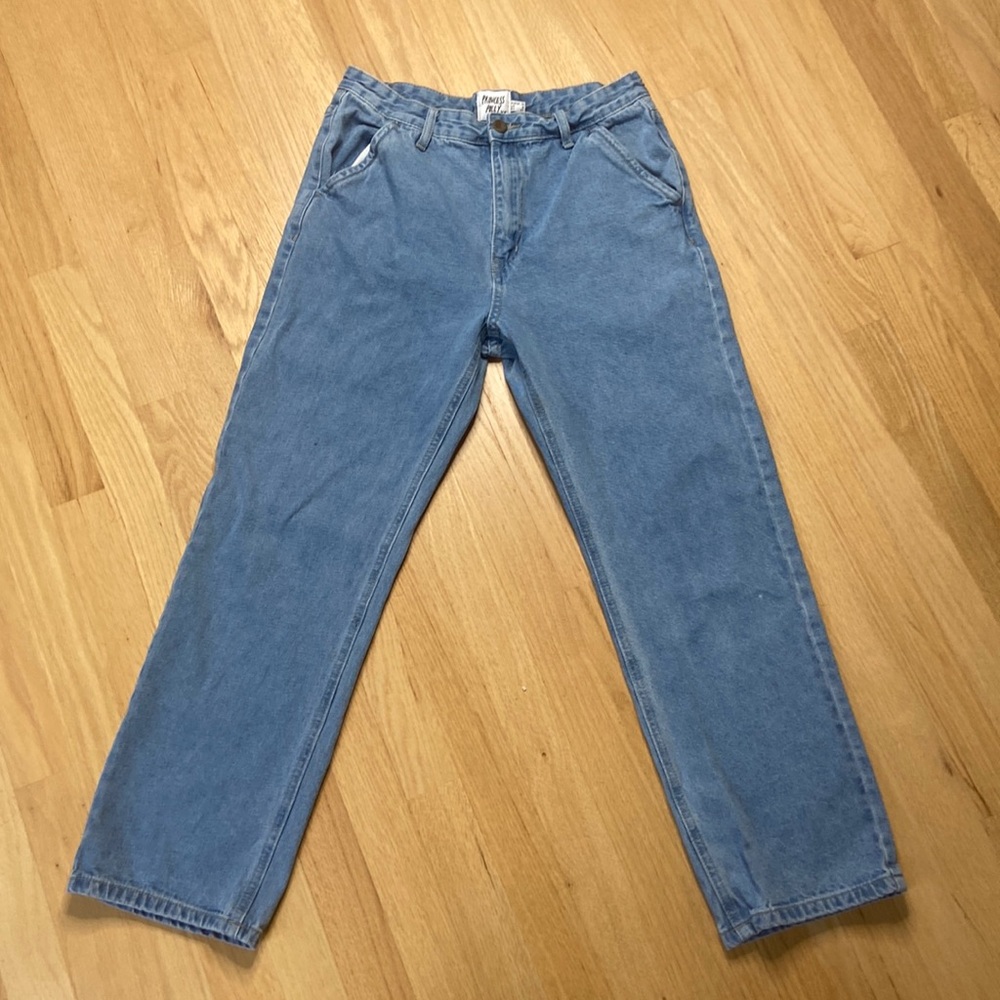 Princess Polly High Rise Light Wash Straight Jeans size 8